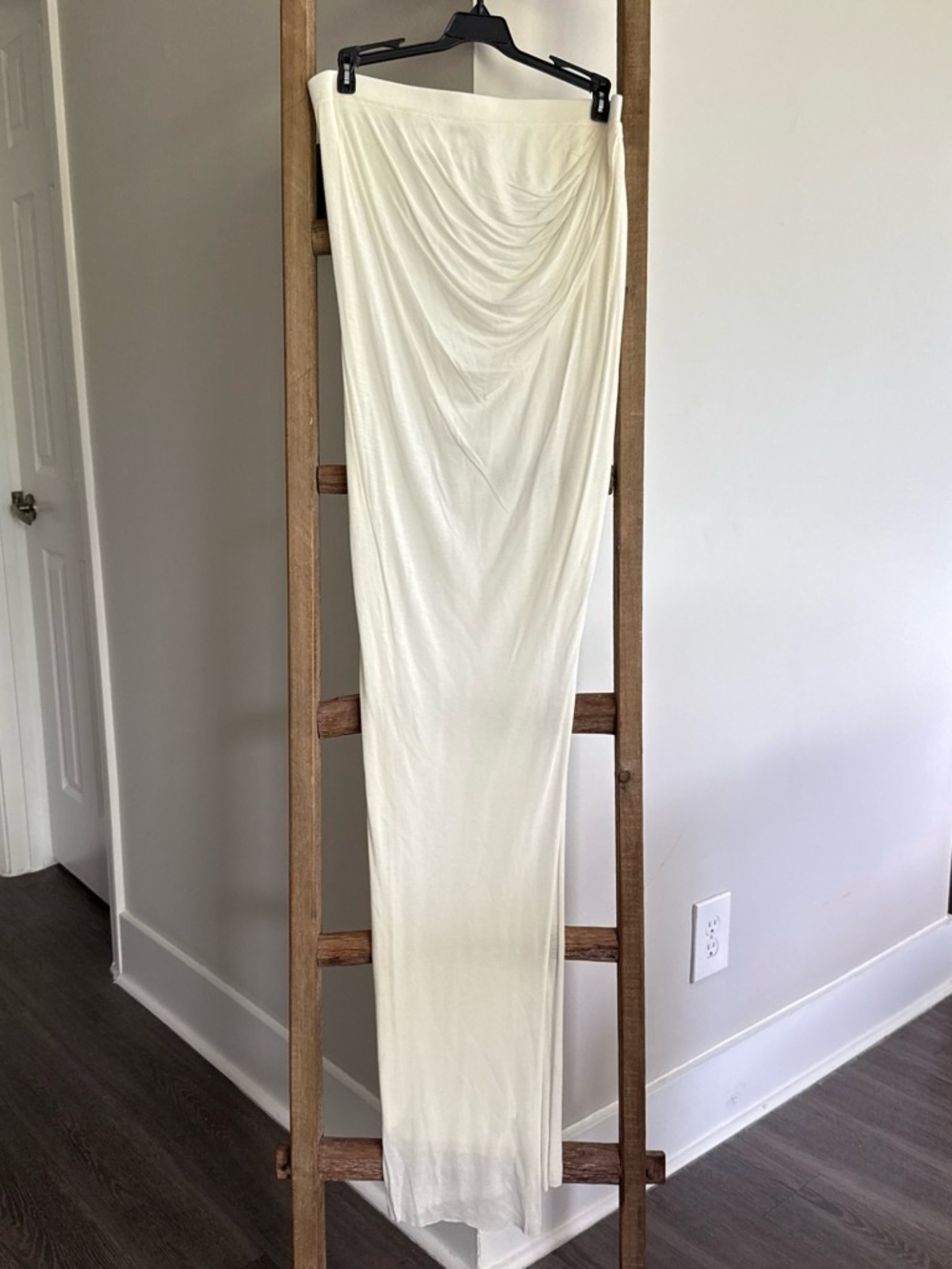 Helmut Lang Cream Draped Slip Skirt